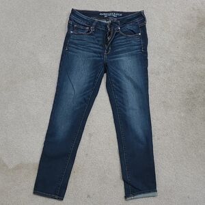 American Eagle Outfitters Blue Skinny Jeans with Faded Indigo